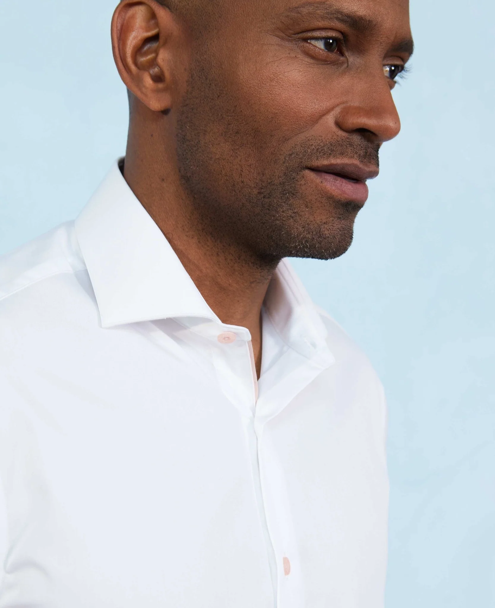 White Cotton Slim Fit Smart-Casual Shirt With Contrast Buttons - Single Cuff - Image 7