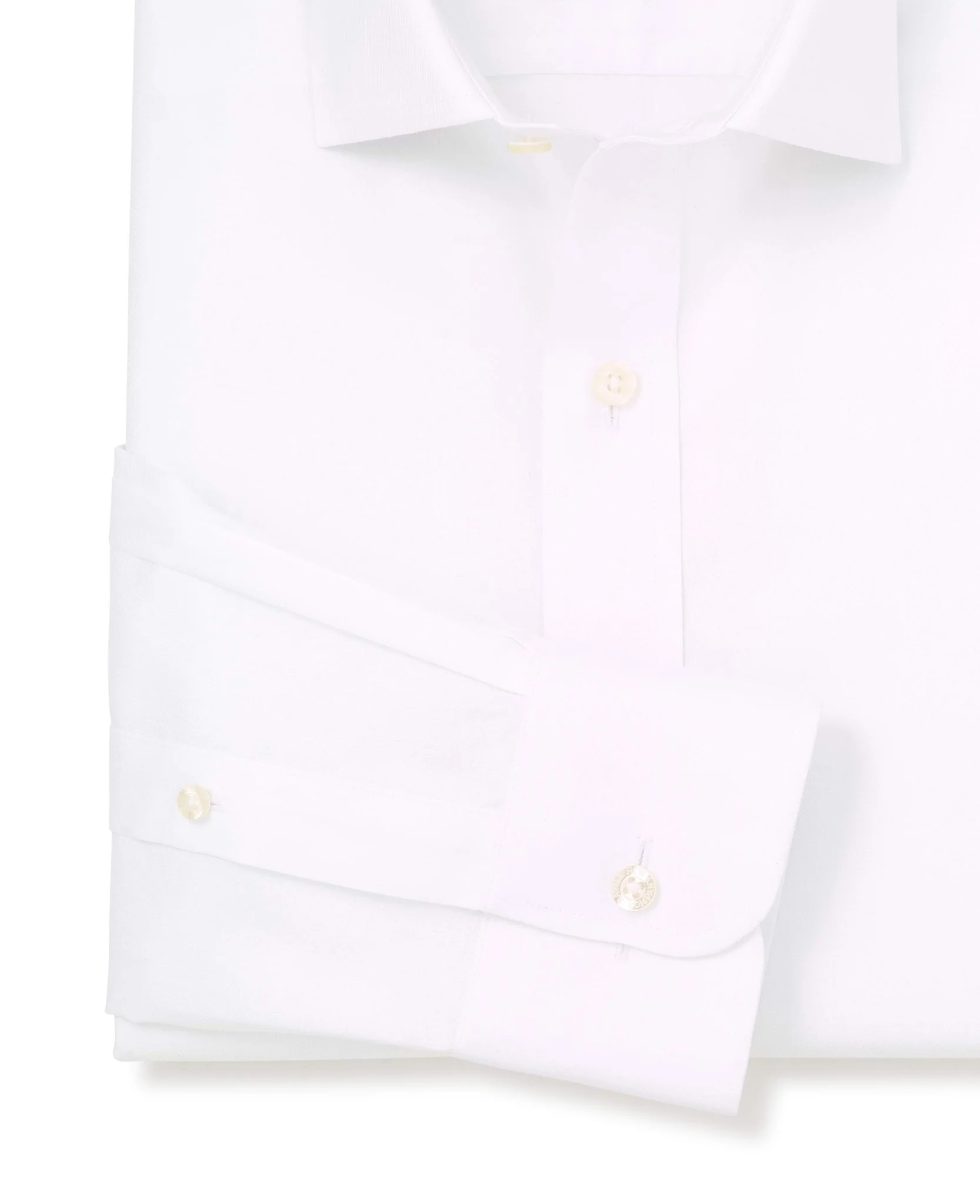 White Cotton Twill Slim Fit Non-Iron Shirt - Single Cuff - Image 5
