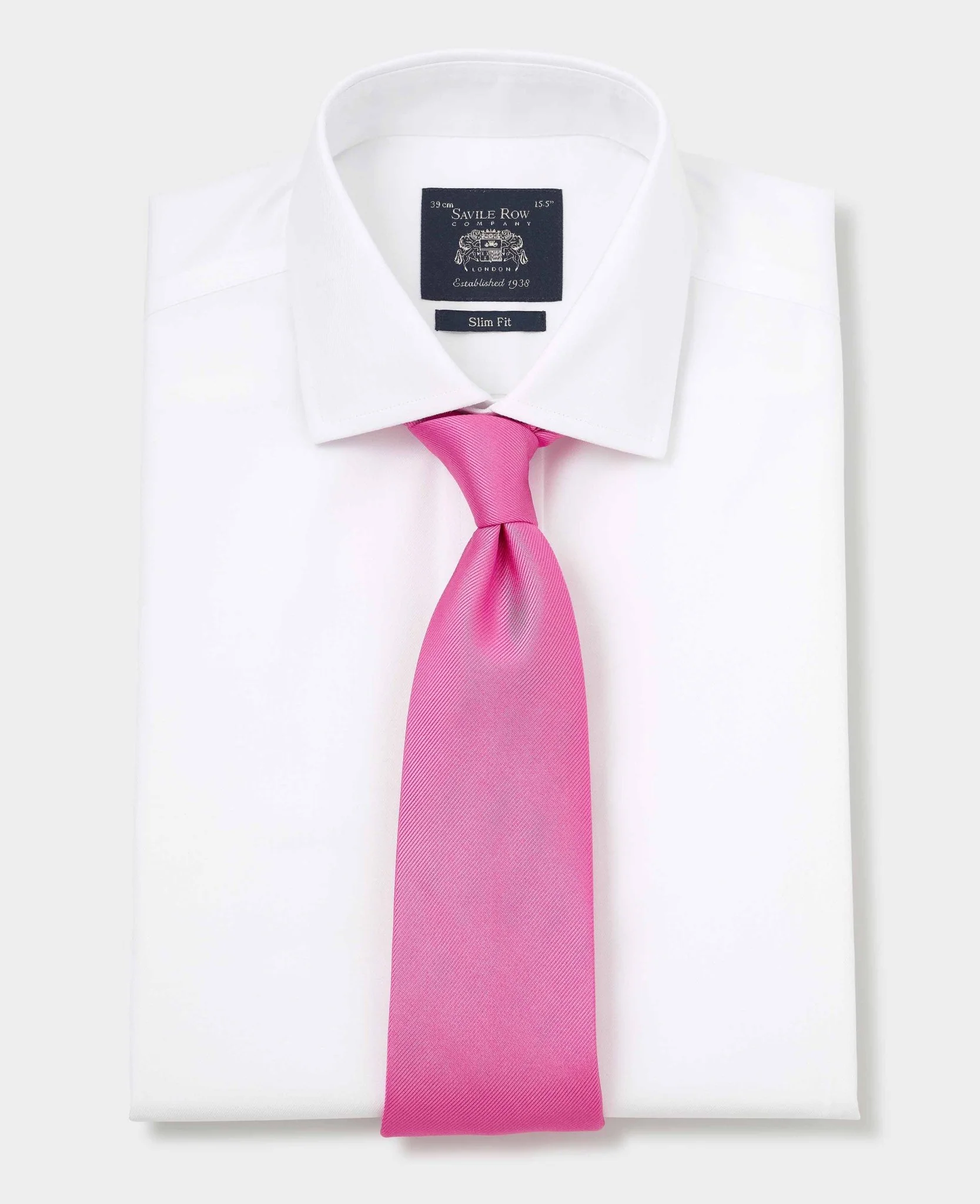 White Cotton Twill Slim Fit Non-Iron Shirt - Single Cuff - Image 6