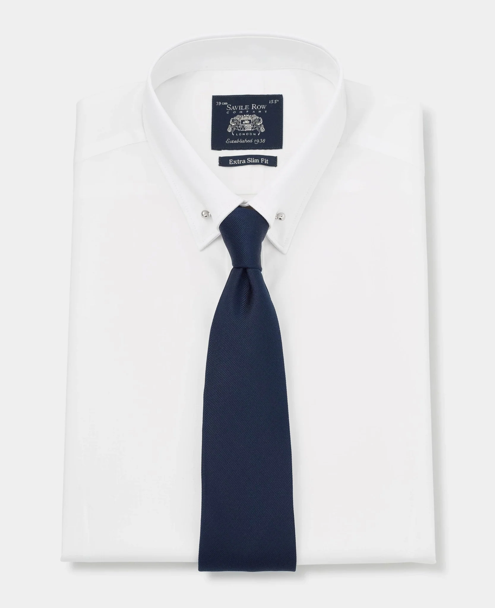 White Extra Slim Fit Pin Collar Shirt - Double Cuff - Image 3