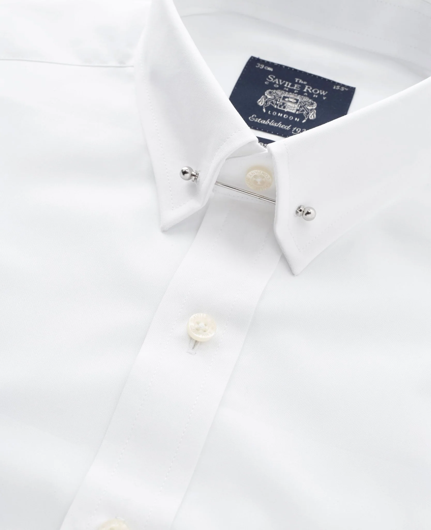 White Extra Slim Fit Pin Collar Shirt - Double Cuff - Image 4