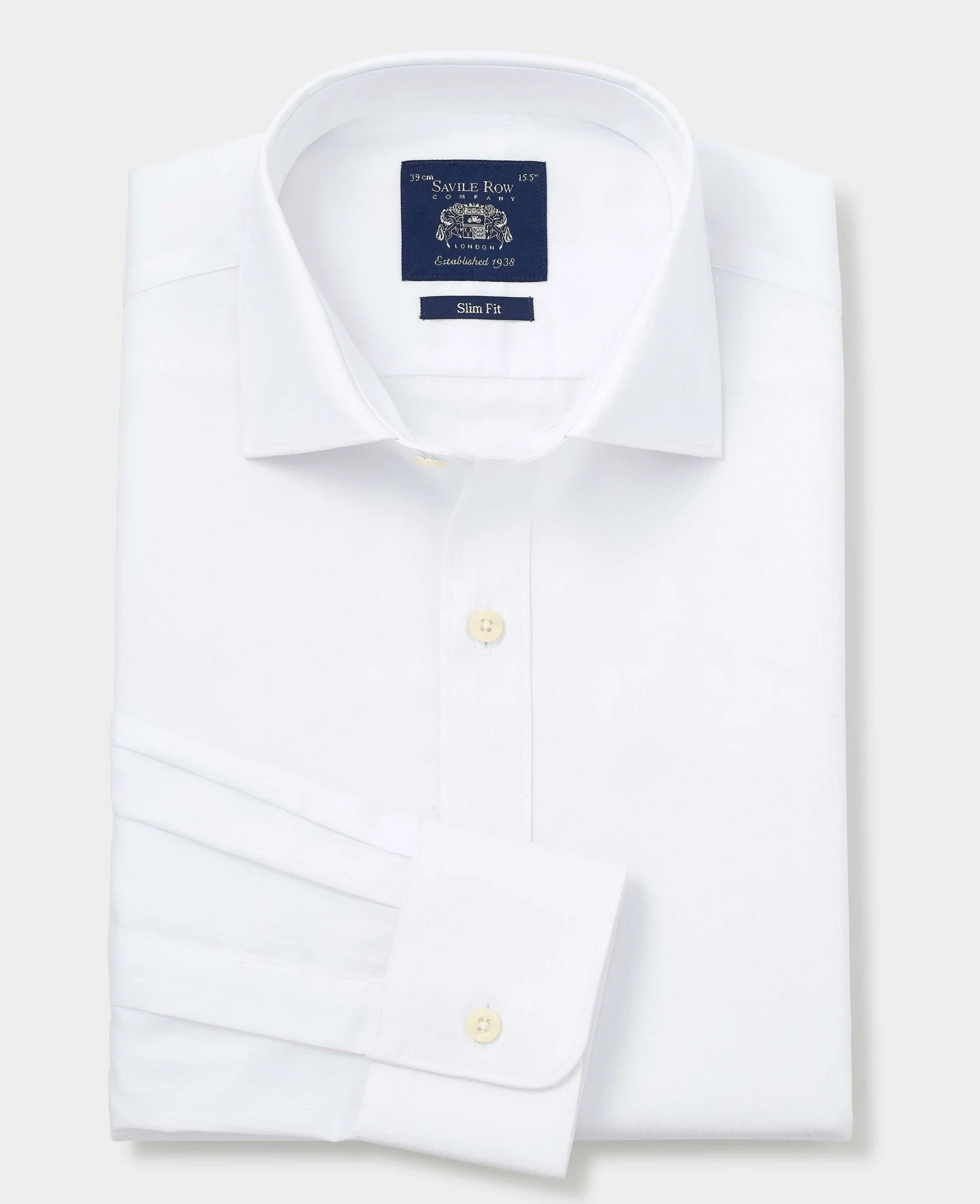 White Fine Herringbone Cotton Slim Fit Formal Shirt - Single Cuff