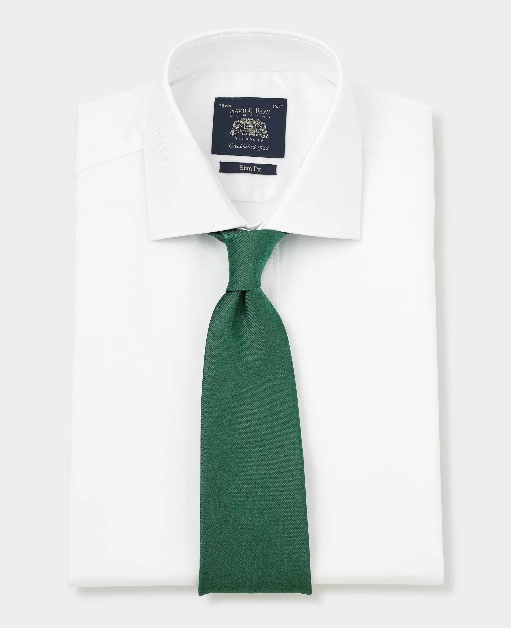 White Herringbone Cotton Slim Fit Formal Shirt - Single Cuff - Image 5