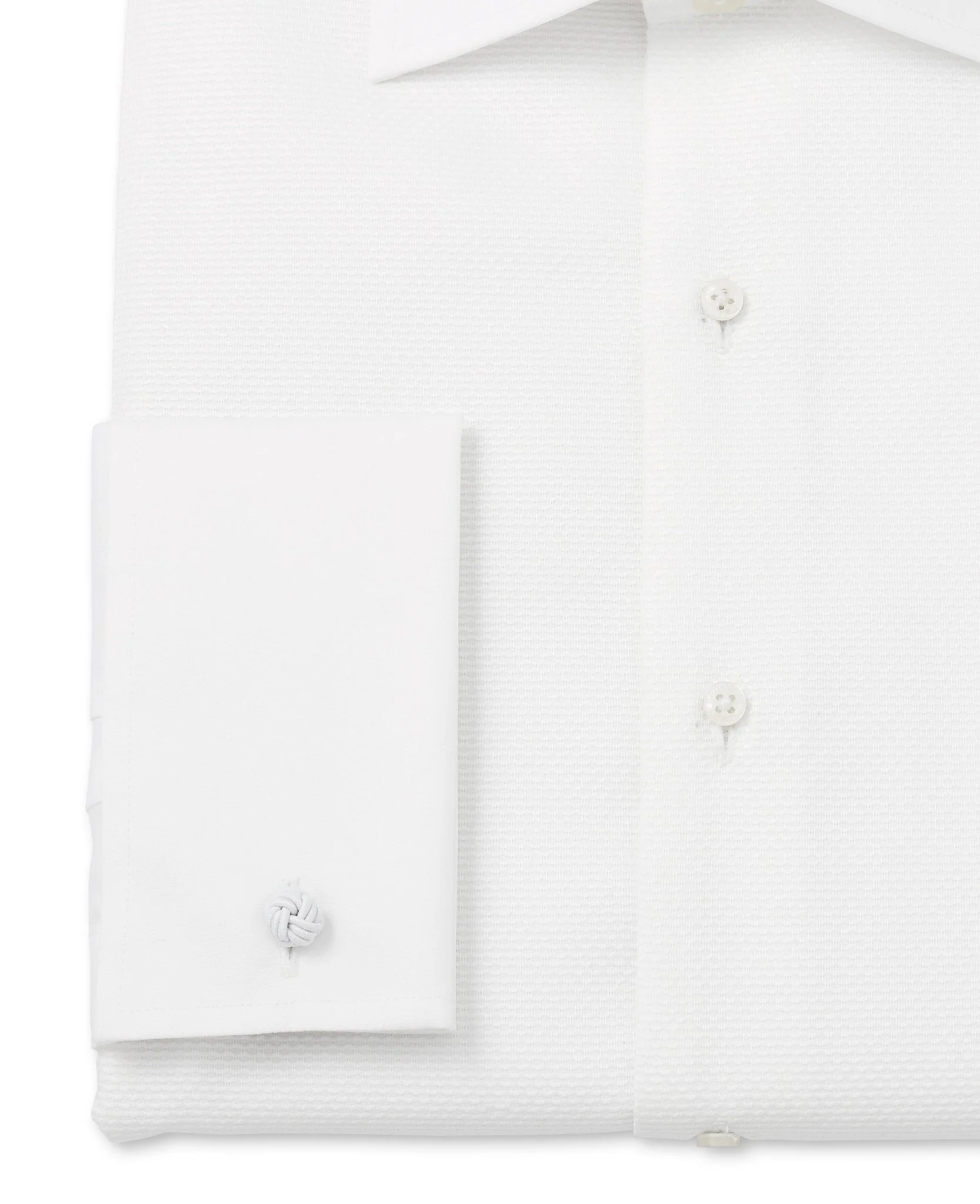 White Marcella Bib Front Slim Fit Evening Double Cuff Formal Shirt - Image 12