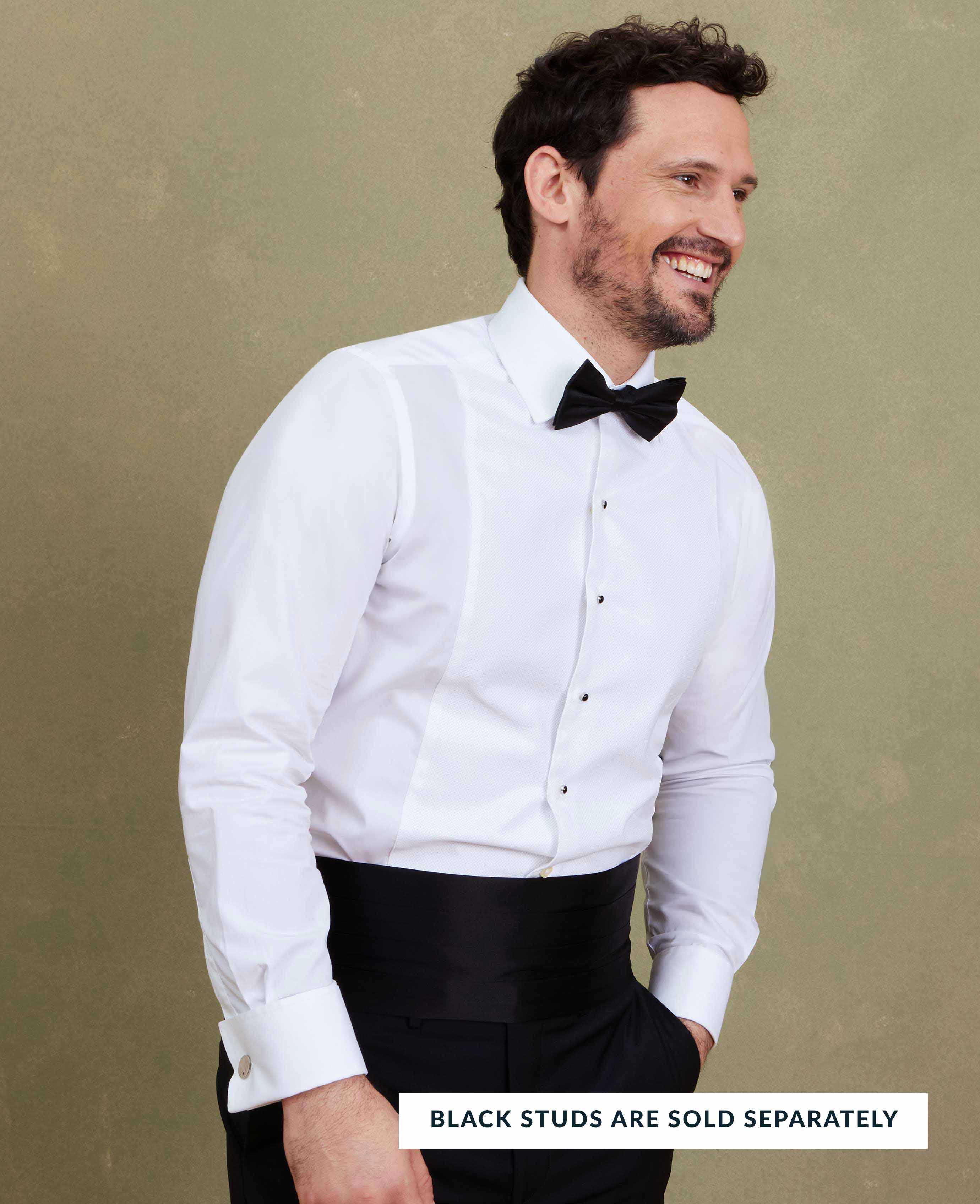 White Marcella Bib Front Slim Fit Evening Double Cuff Formal Shirt - Image 8