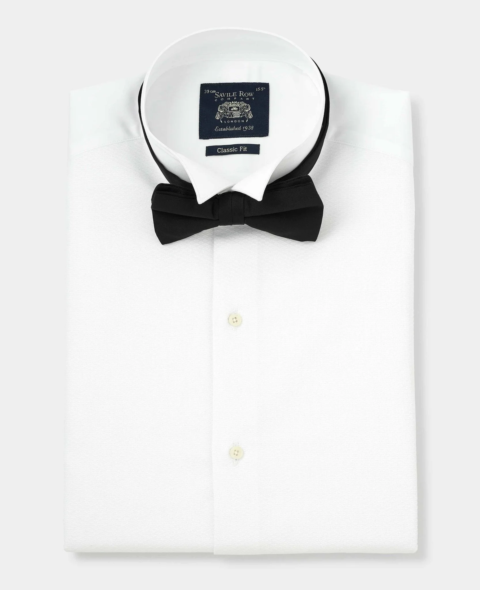 White Marcella Wing Collar Classic Fit Dress Shirt - Double Cuff - Image 3