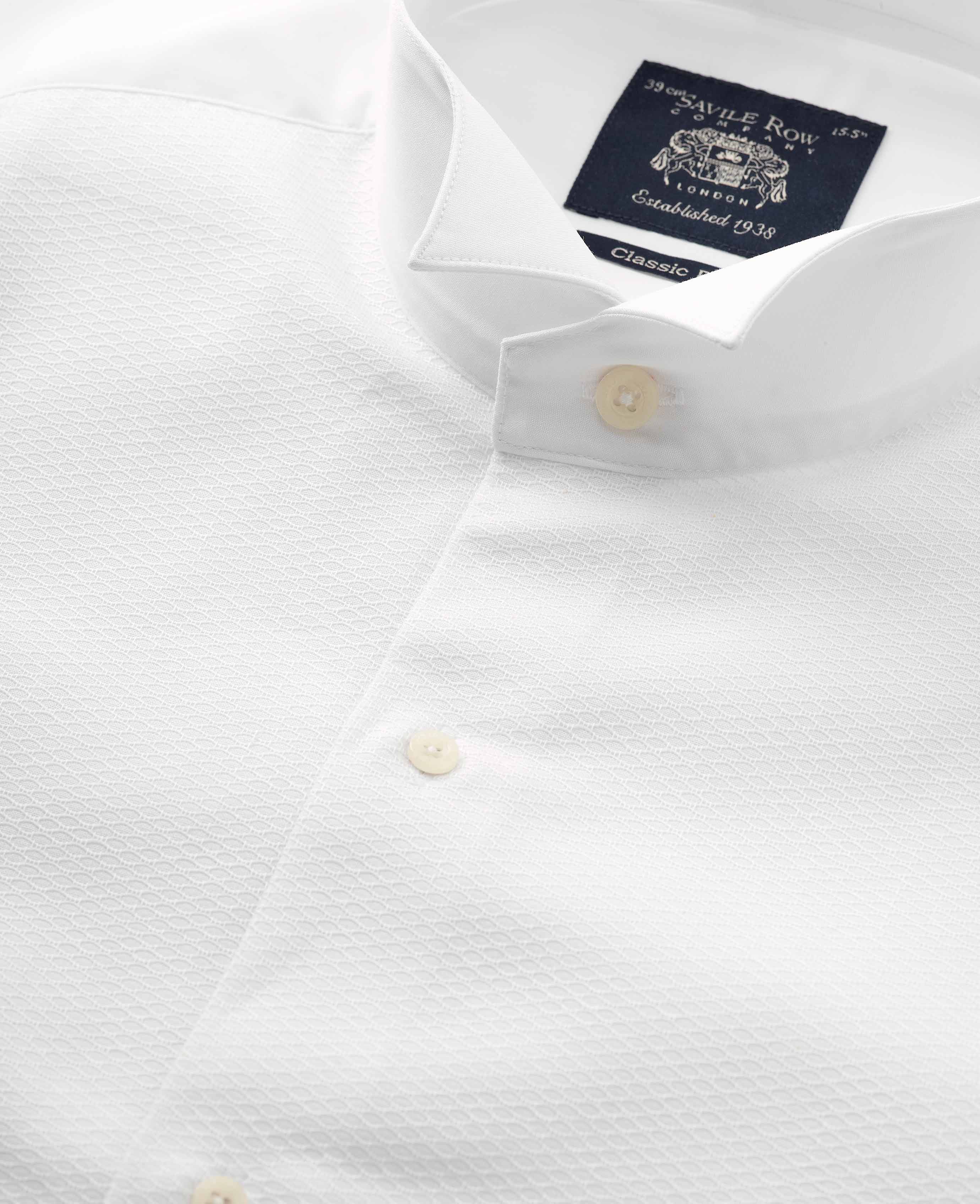 White Marcella Wing Collar Classic Fit Dress Shirt - Double Cuff - Image 6