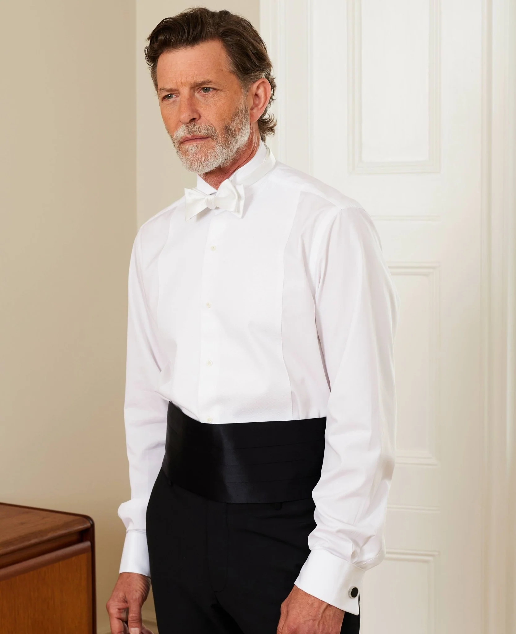 White Marcella Wing Collar Classic Fit Dress Shirt - Double Cuff - Image 8
