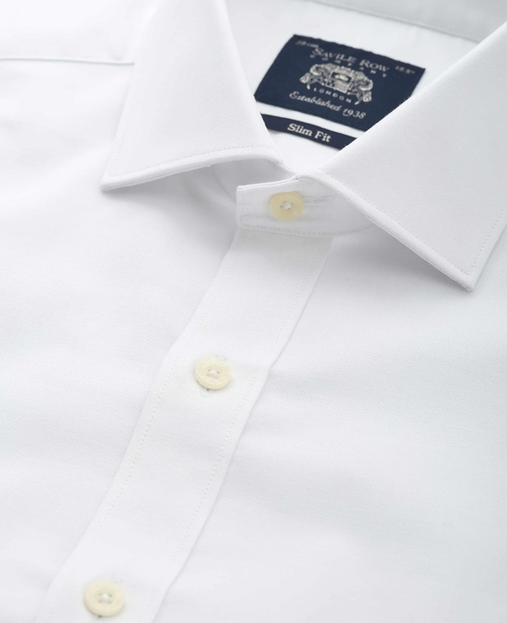 White Pinpoint Cotton Slim Fit Formal Shirt - Single Cuff - Image 3