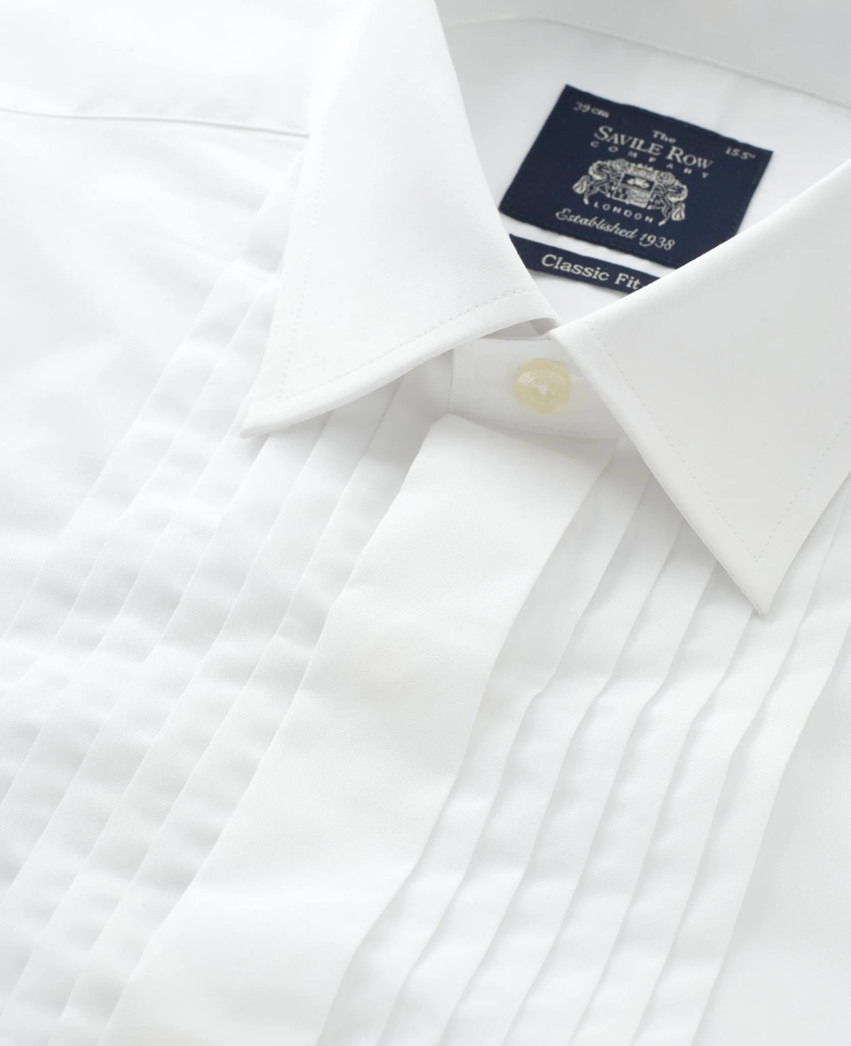 White Pleated Front Classic Fit Dress Formal Shirt - Double Cuff - Image 4