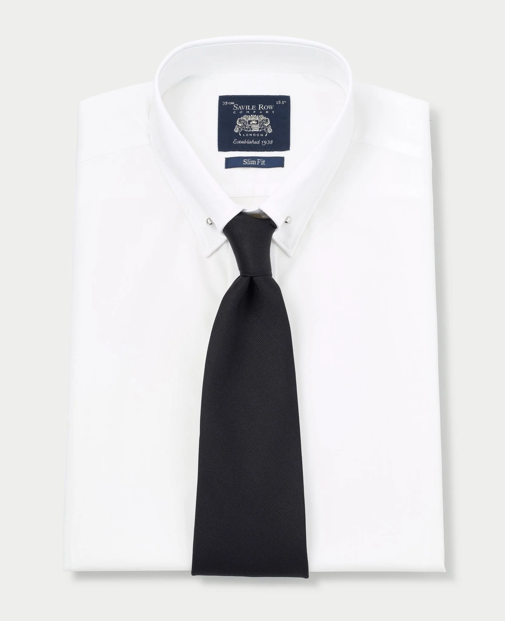White Poplin Pin Collar Slim Fit Double Cuff Formal Shirt - Image 3
