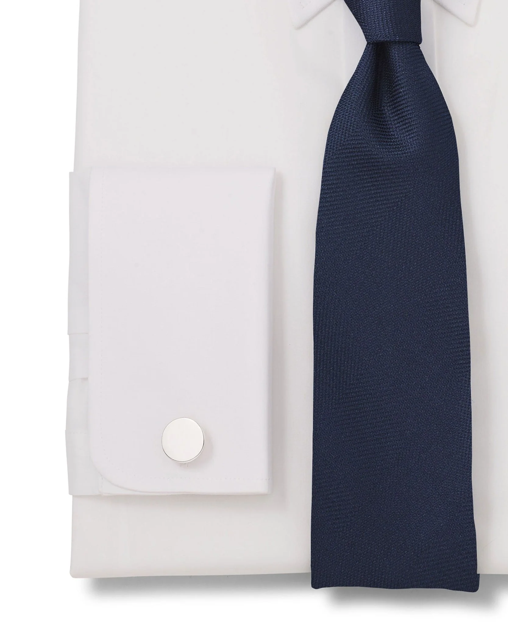 White Poplin Pin Collar Slim Fit Double Cuff Formal Shirt - Image 5