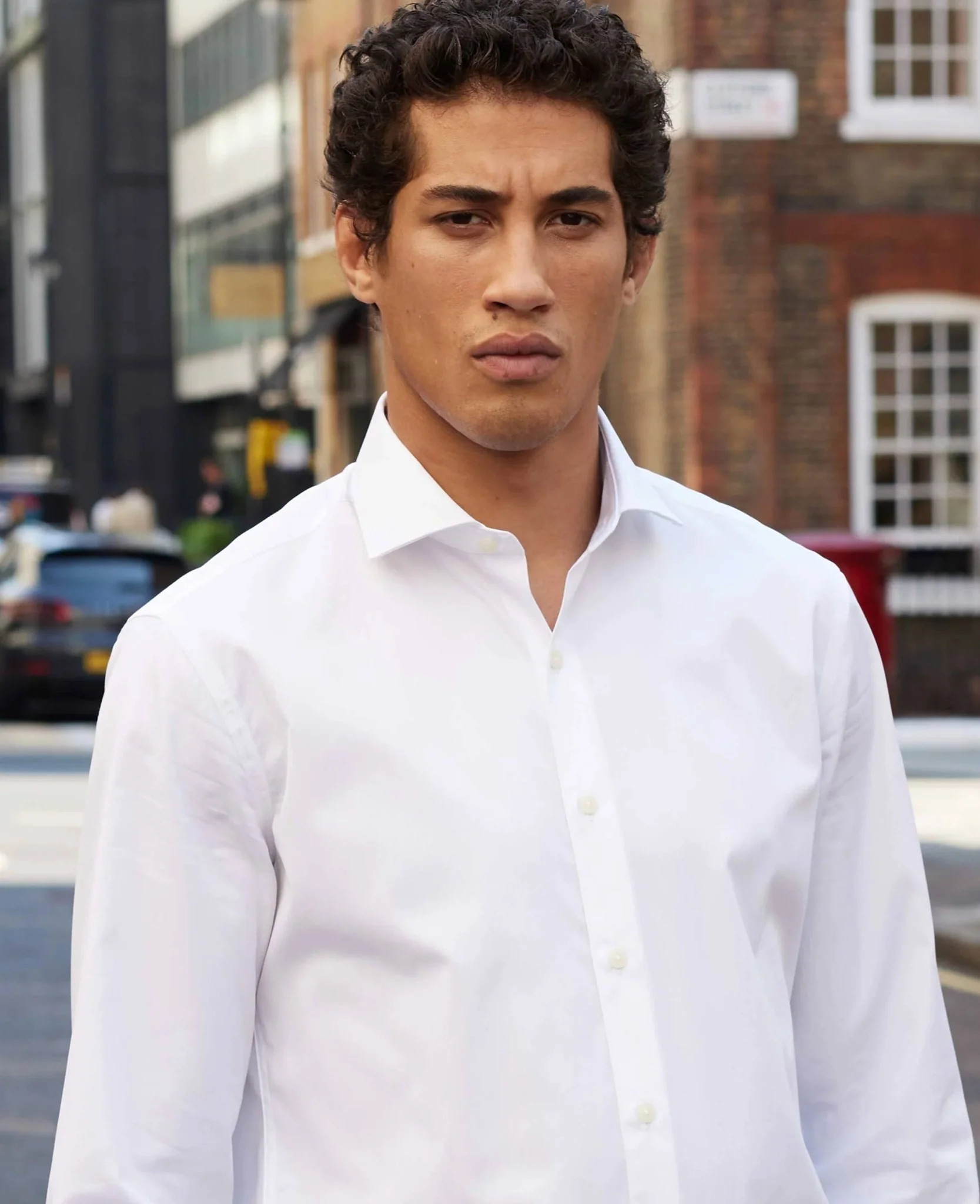 White Poplin Slim Fit Formal Shirt - Single Cuff - Image 3