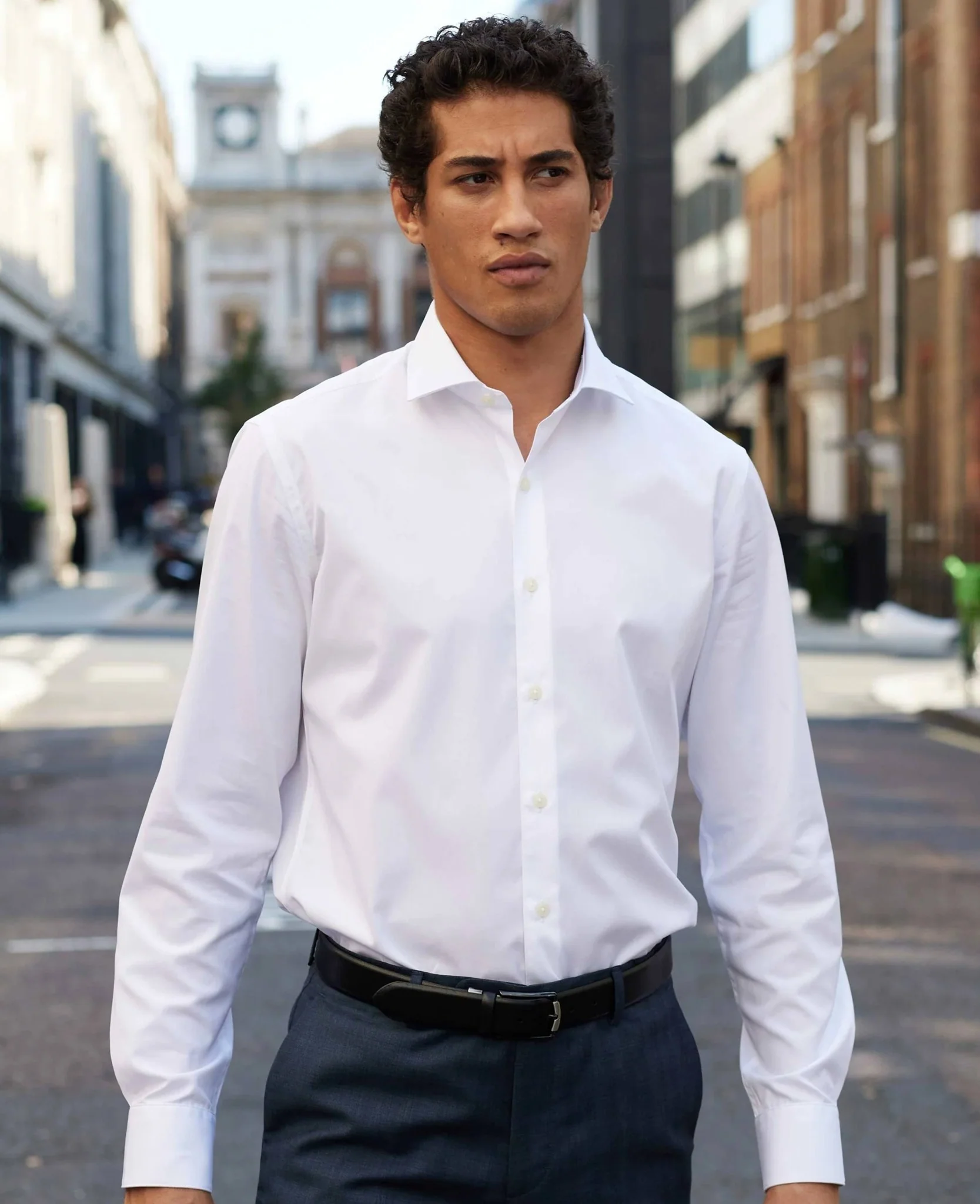 White Poplin Slim Fit Formal Shirt - Single Cuff - Image 6
