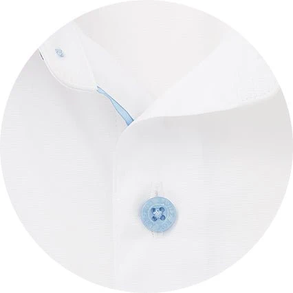 White Slim Fit Blue Button Smart-Casual Shirt - Single Cuff - Image 6