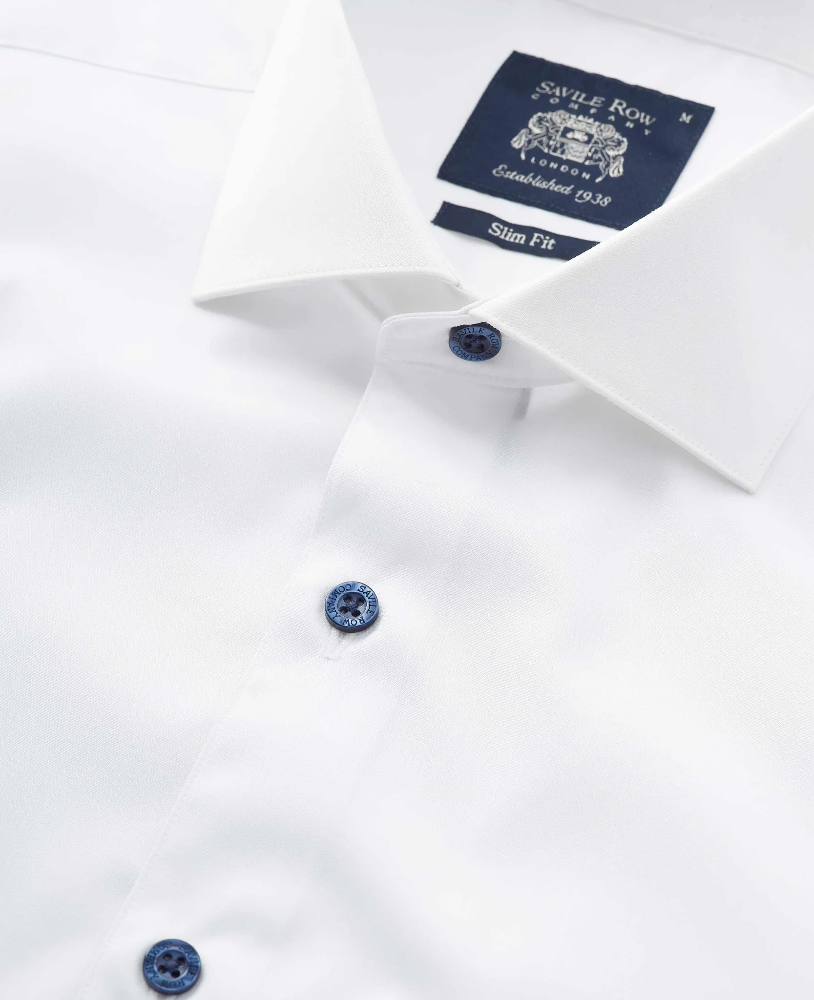 White Slim Fit Contrast Button Smart-Casual Shirt - Single Cuff - Image 4