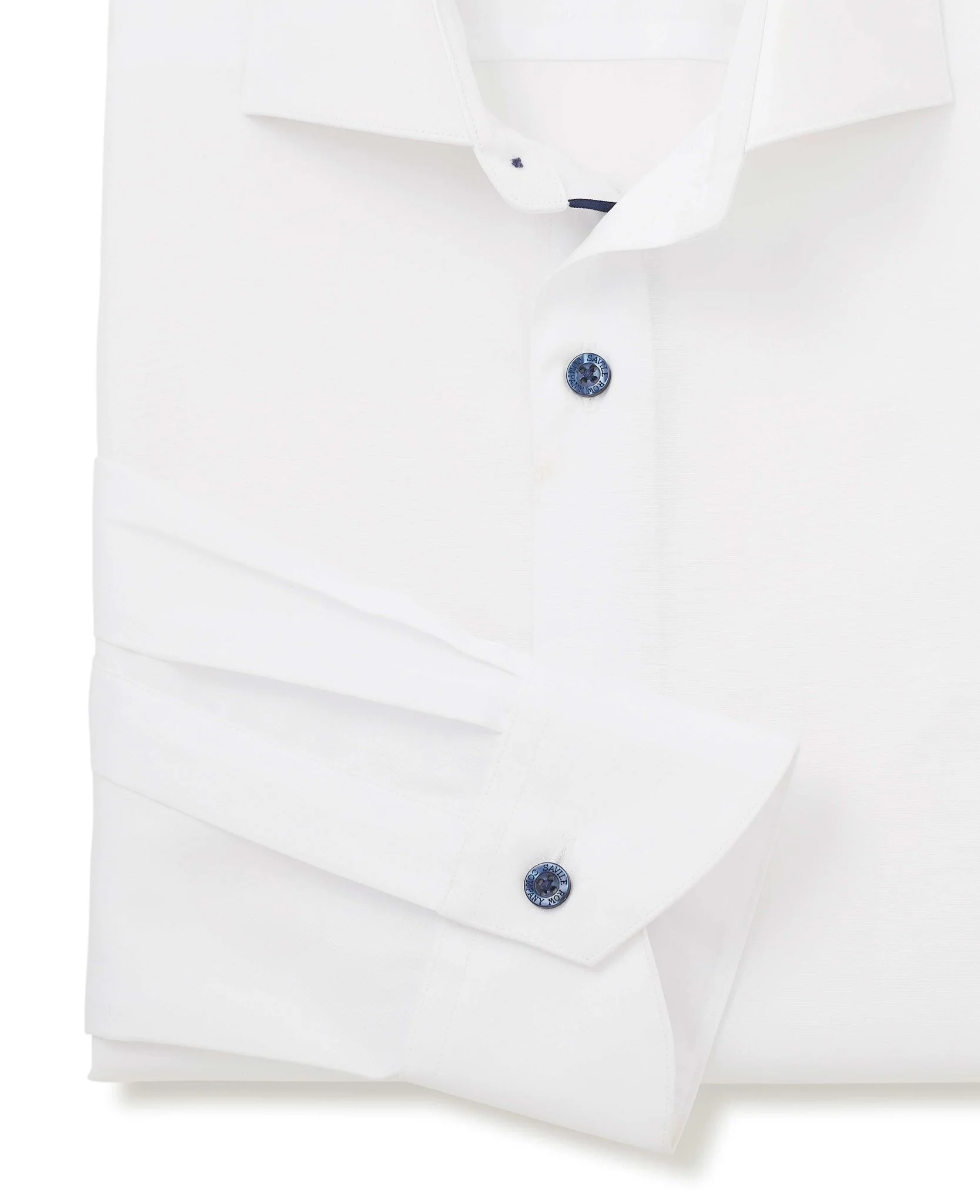 White Slim Fit Contrast Button Smart-Casual Shirt - Single Cuff - Image 5