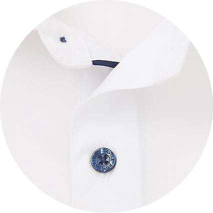 White Slim Fit Contrast Button Smart-Casual Shirt - Single Cuff - Image 9