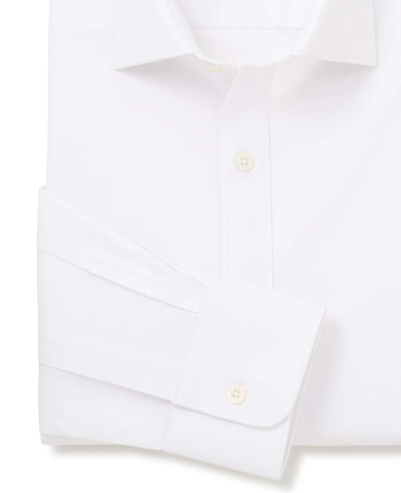 White Stretch Cotton Slim Fit Formal Shirt - Single Cuff - Image 6