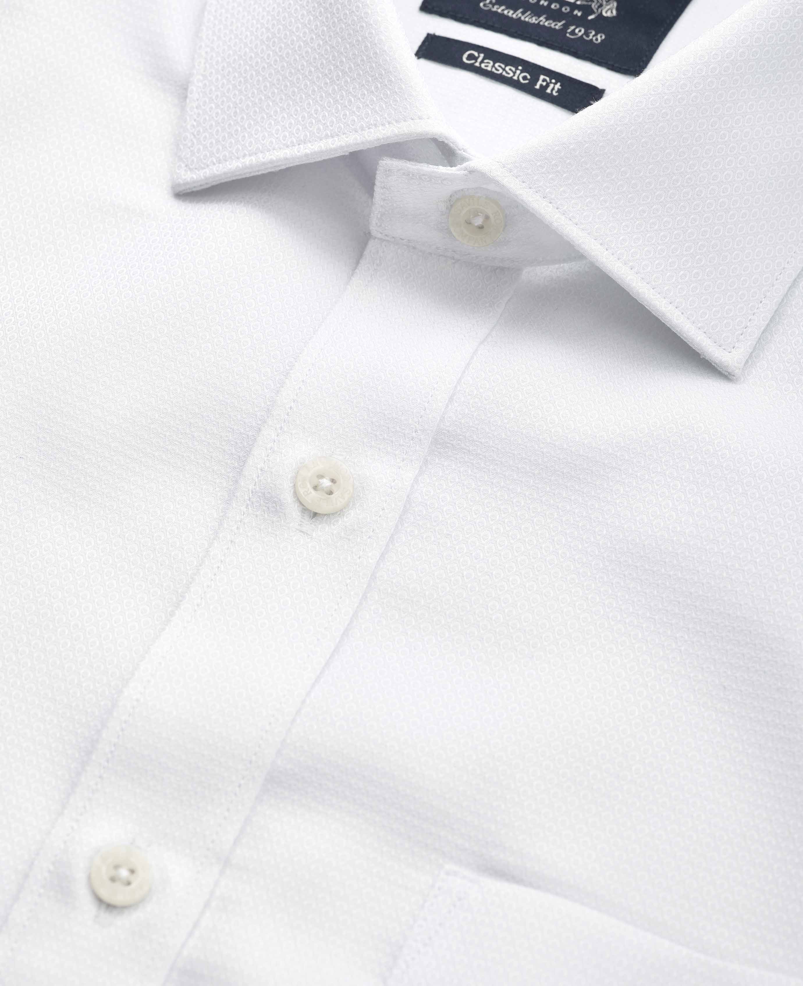White Textured Cotton Classic Fit Formal Shirt - Double Cuff [RTC] - Image 2