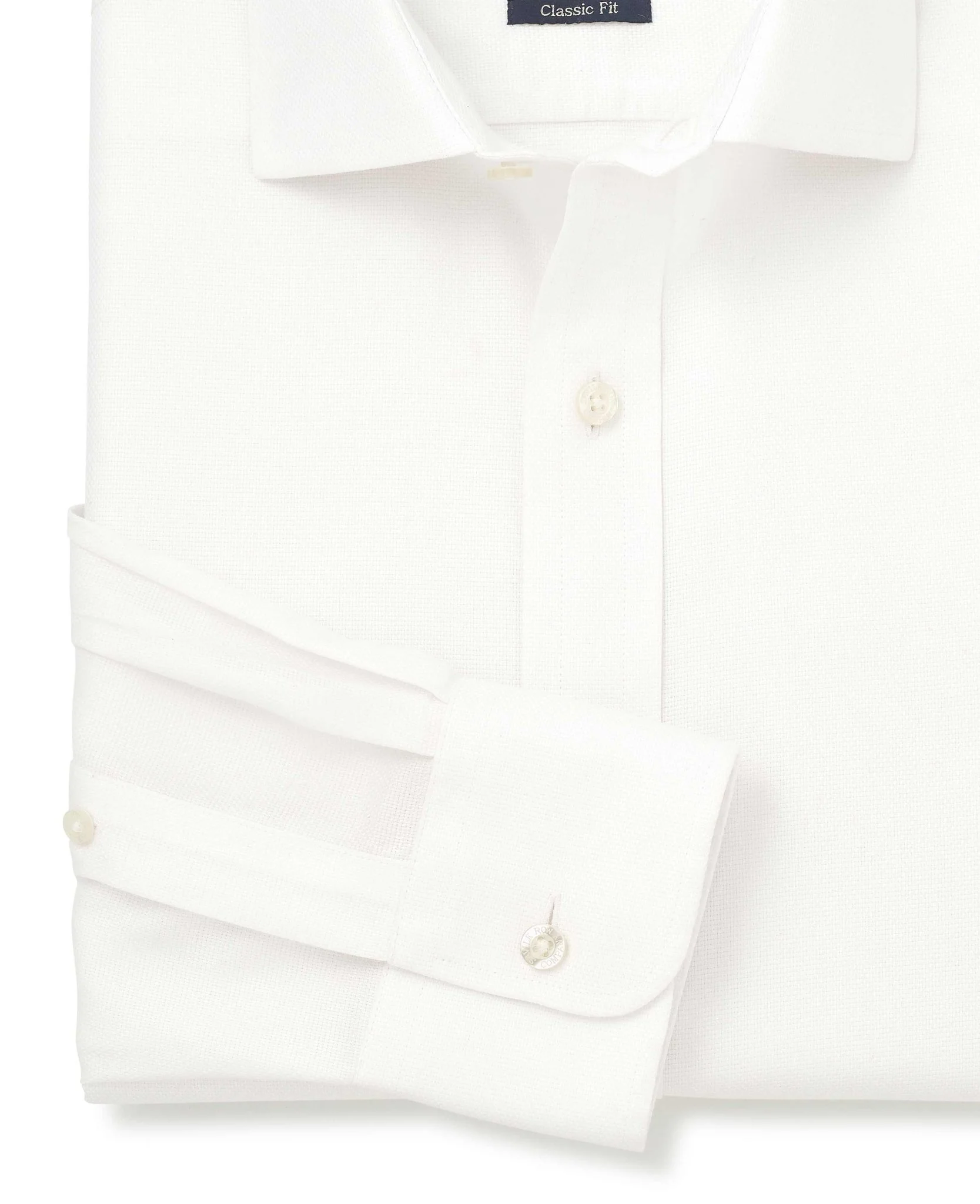White Textured Cotton Classic Fit Non-Iron Shirt - Single Cuff - Image 6