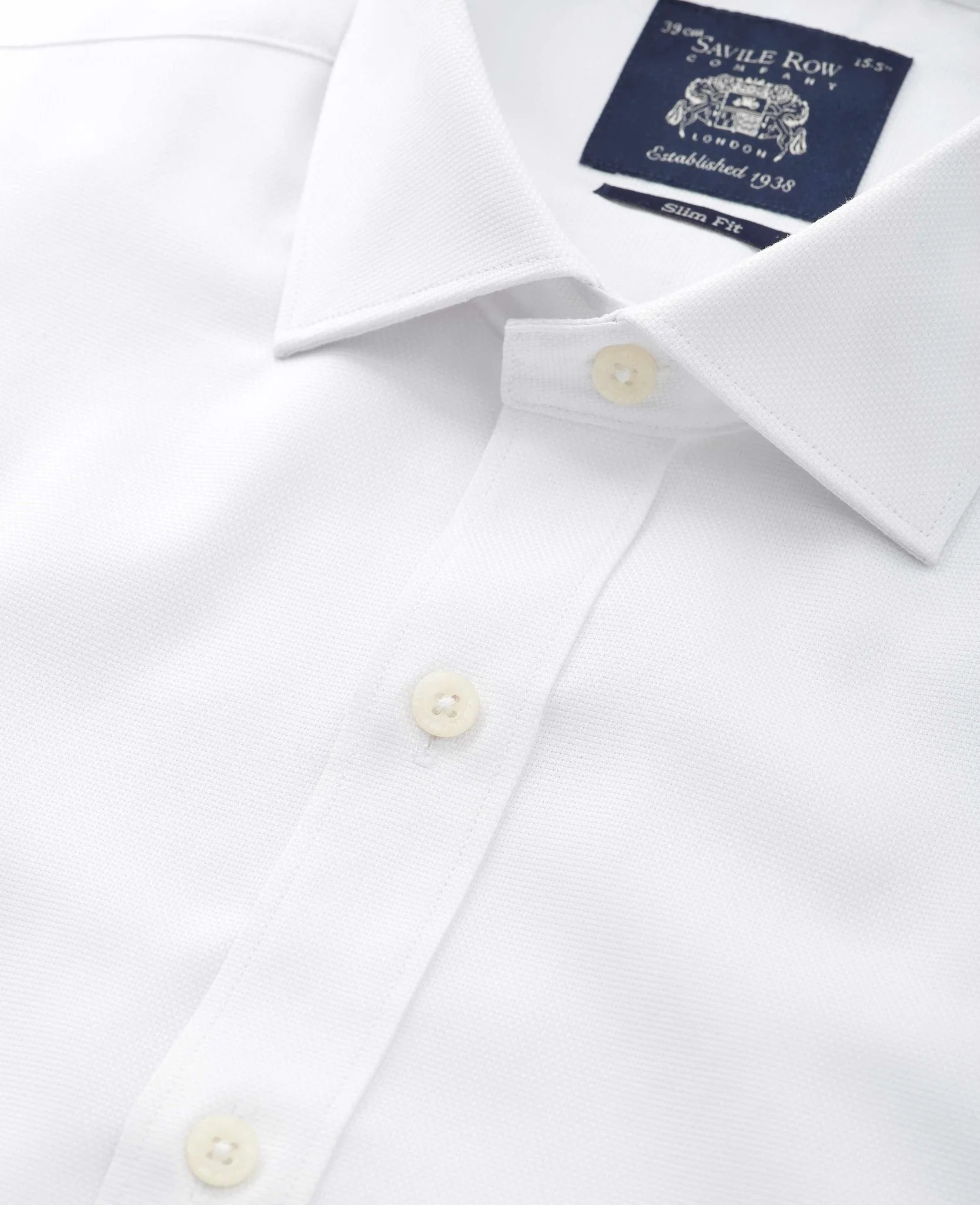 White Textured Cotton Slim Fit Formal Shirt - Double Cuff - Image 3
