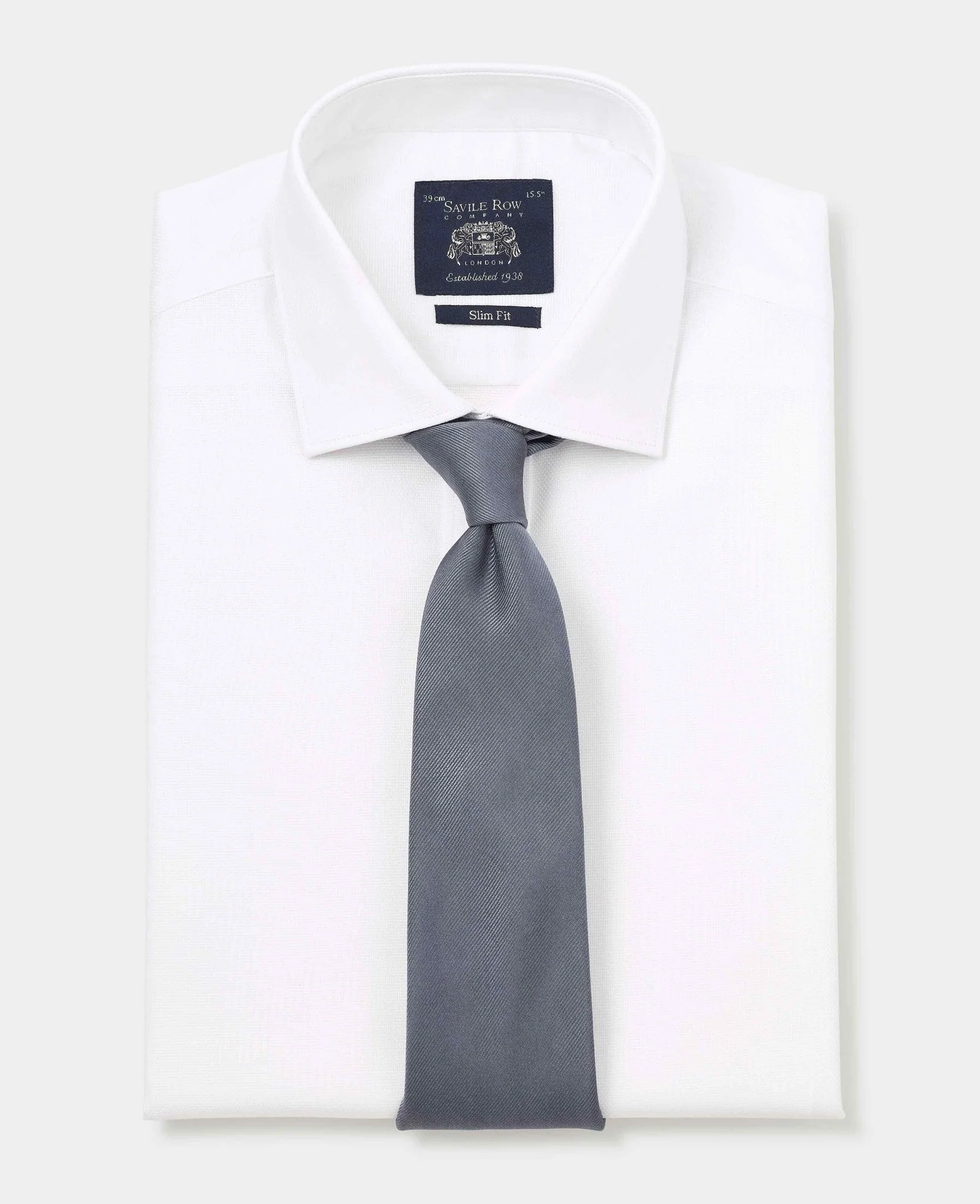 White Textured Cotton Slim Fit Formal Shirt - Double Cuff - Image 6