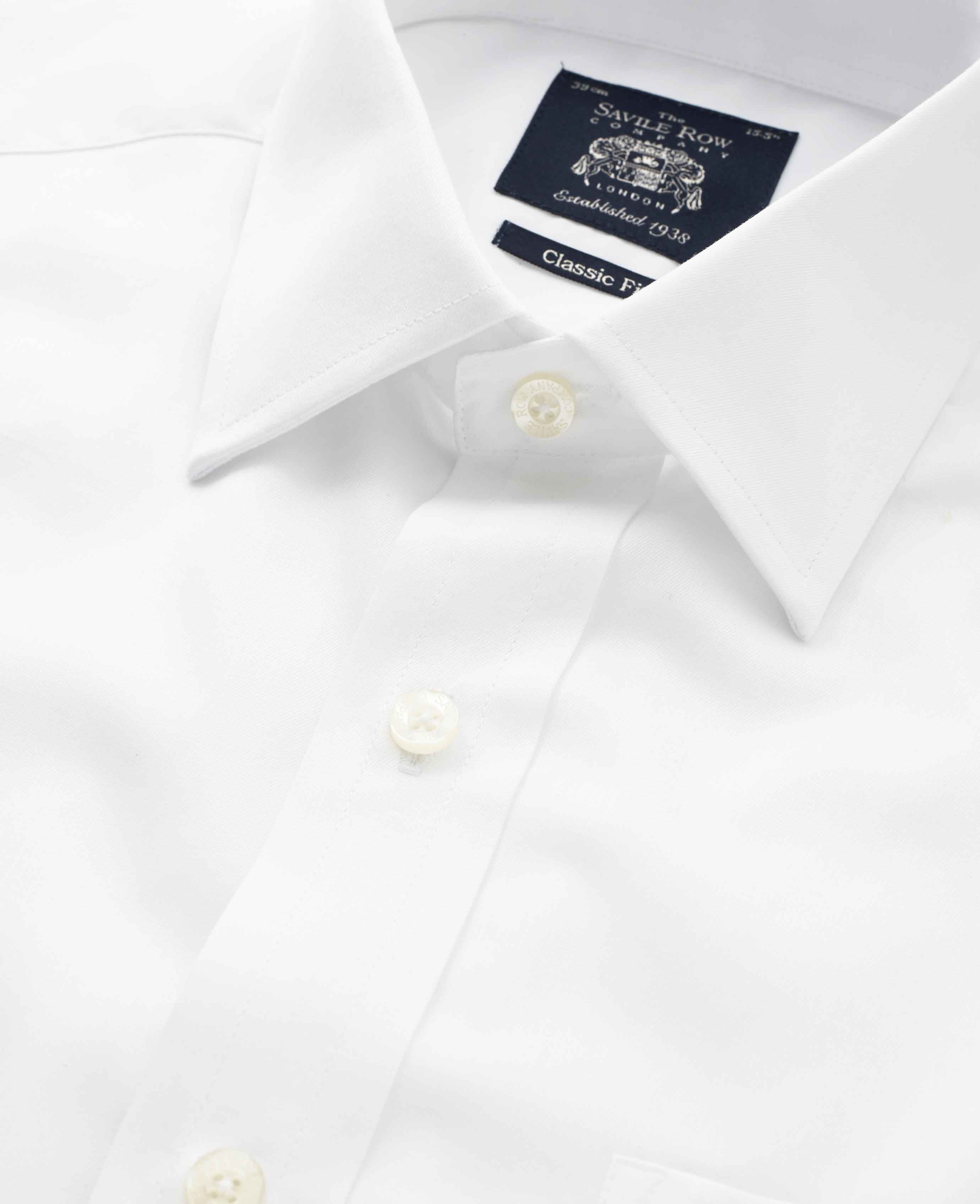 White Twill Classic Fit Shirt - Single or Double Cuff - Image 7