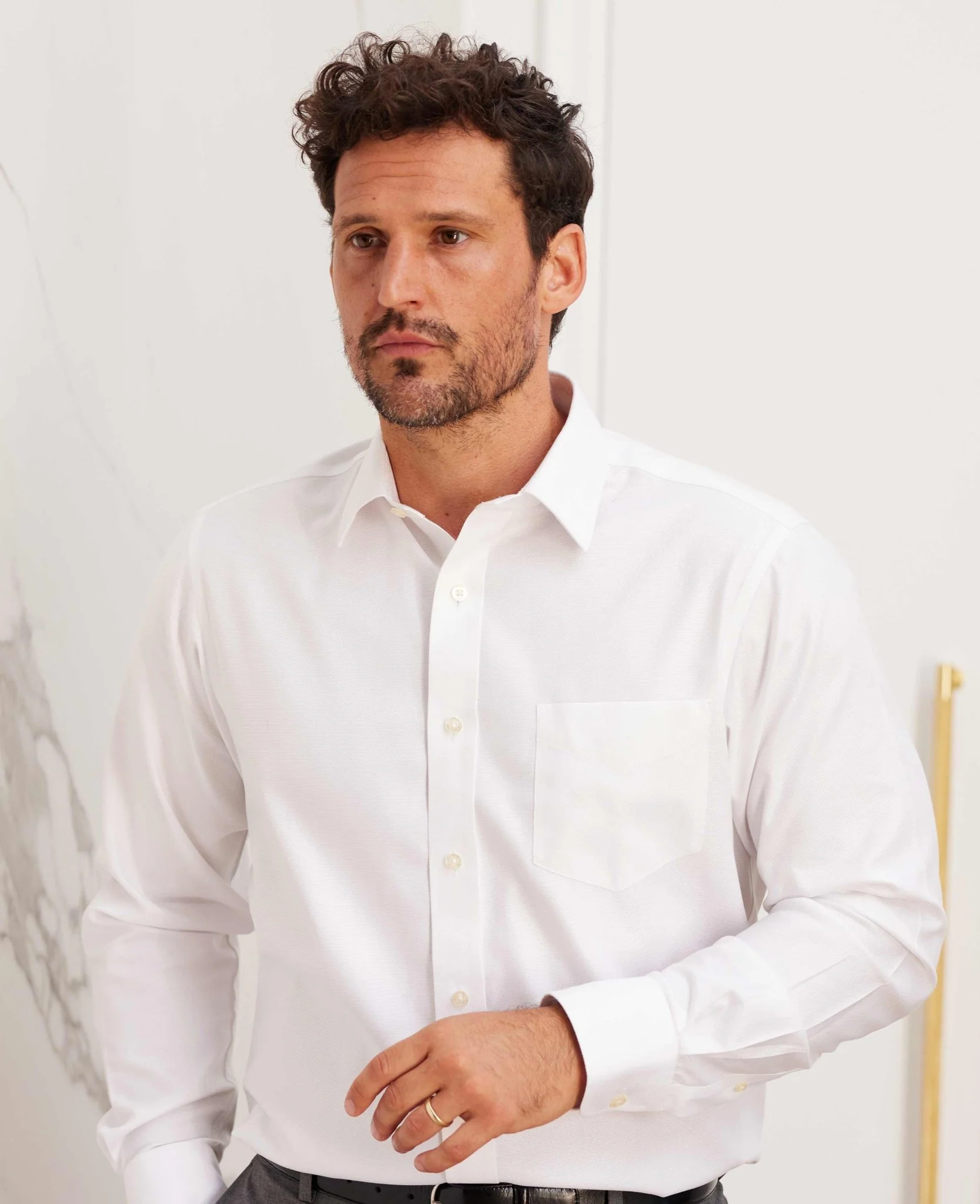 Non-Iron White Twill Windsor Collar Classic Fit Formal Shirt - Single Cuff [RTC] - Image 3