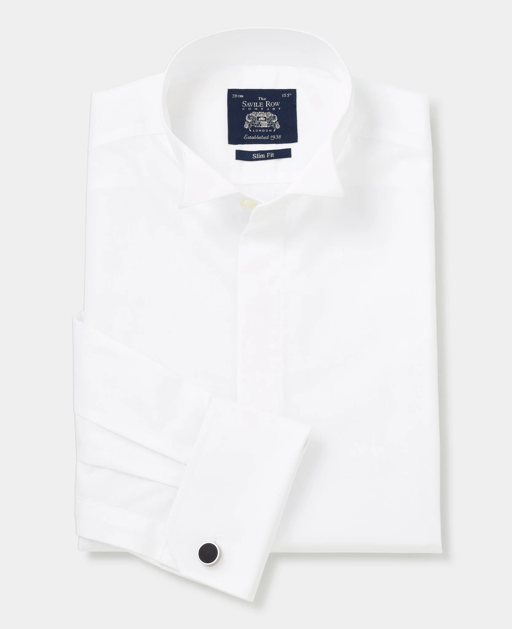 White Wing Collar Slim Fit Dress Formal Shirt - Double Cuff - Image 5