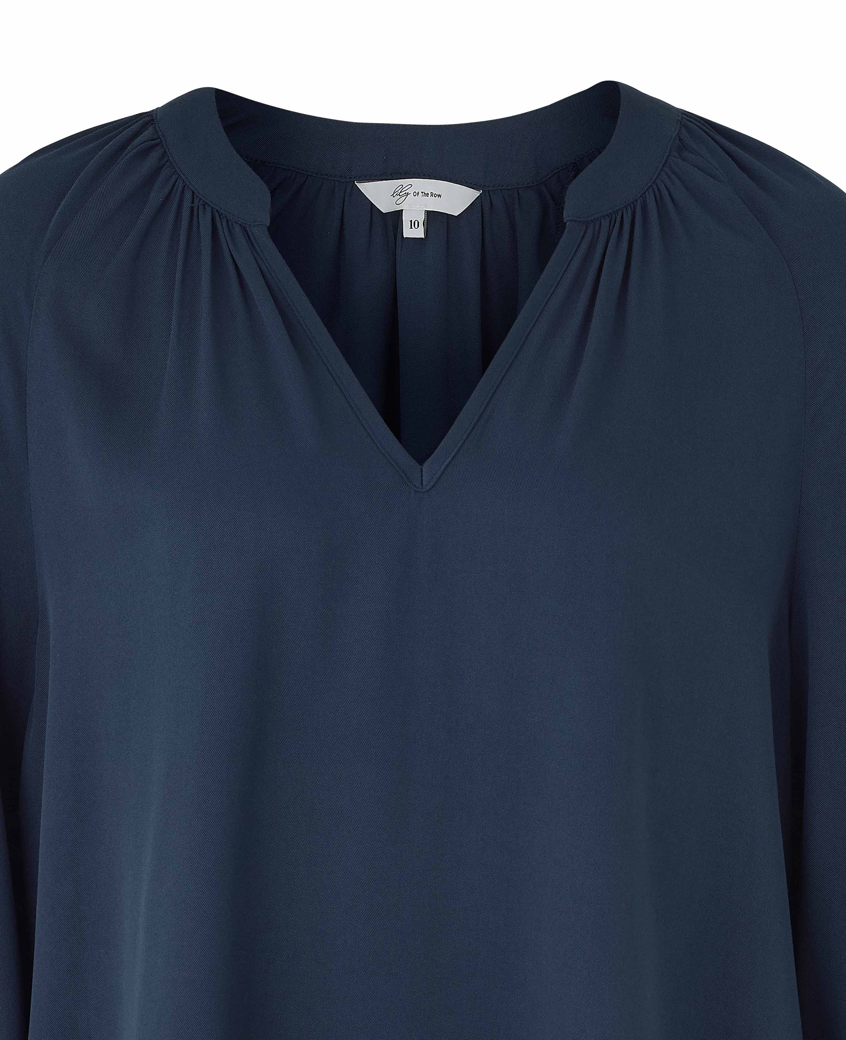 Women's Navy Viscose Twill Grandad Collar Shirt - Image 3