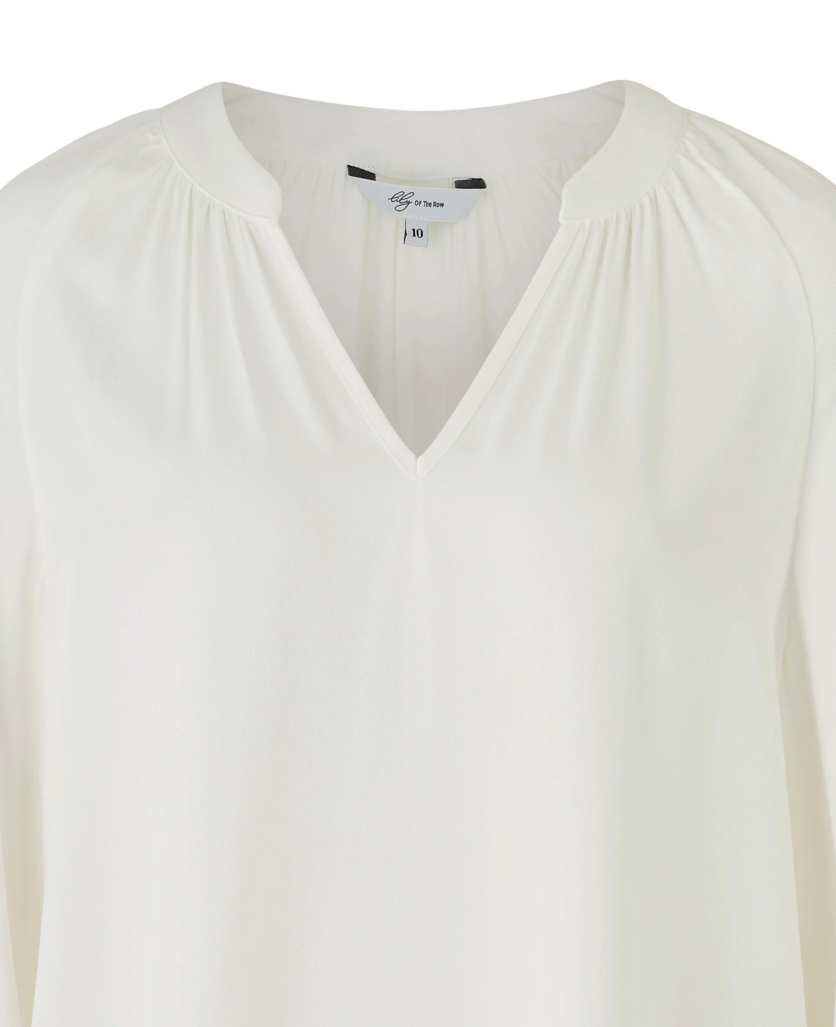 Women's Off White Viscose Twill Grandad Collar Shirt - Image 3