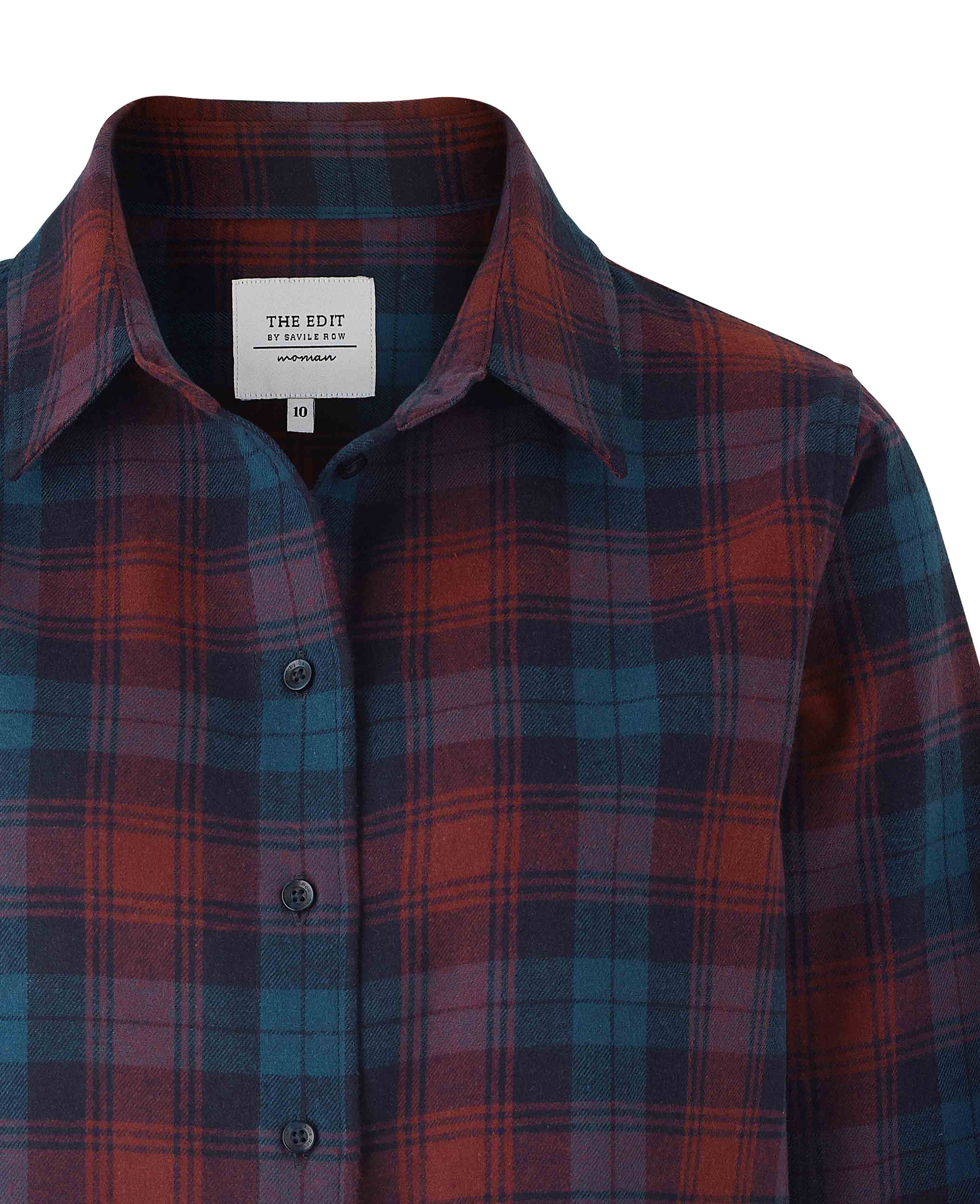 Women's Red Brushed Cotton Check Casual Shirt - Image 3