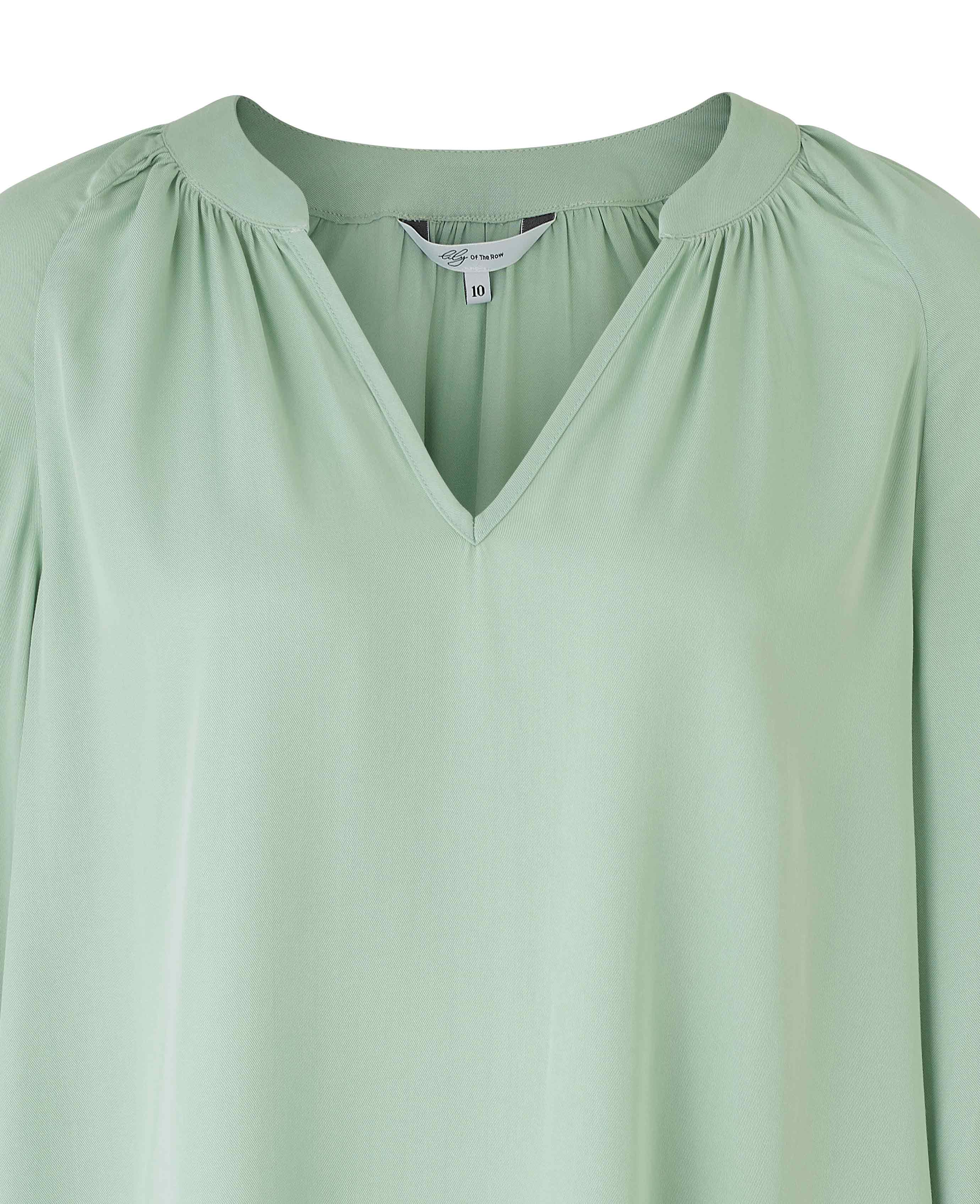 Women's Sage Green Viscose Twill Grandad Collar Shirt - Image 3